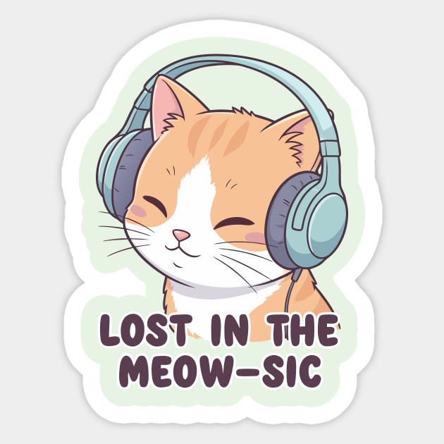 Lost in the meow-sic Sticker by CreativeSage